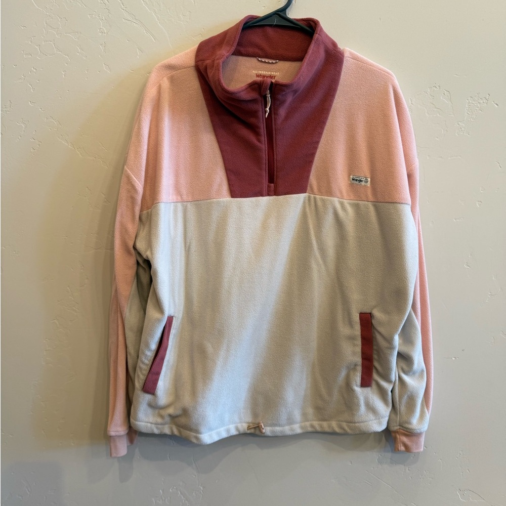 Wrangler Pink and Cream Fleece Pullover